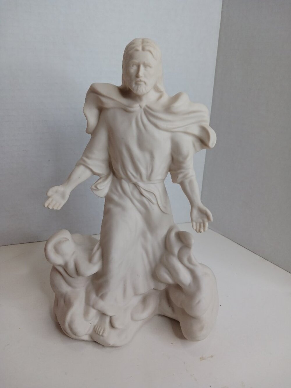 Jesus Christ Figurine White Christian Sculpture Religious Decor
